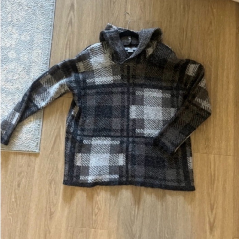 Natural Reflections Plaid Hoodie - Black and Gray